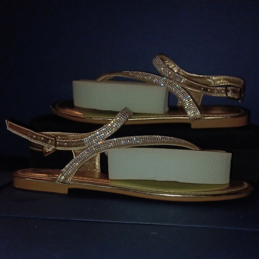 Gold Rhinestone Sandals - Picture 6 of 10
